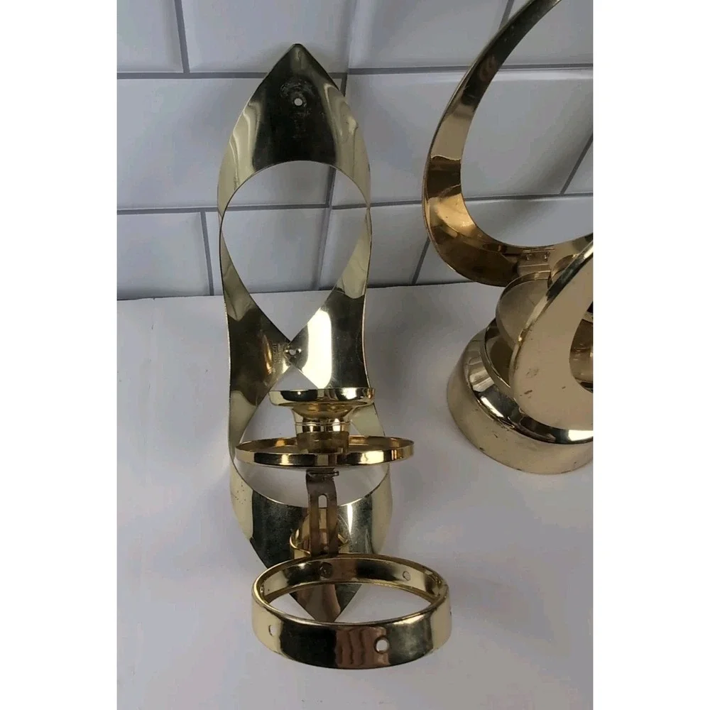 Vintage Mascot 3-piece Gold Tone Brass/Metal Wall Mount Sconces & Centerpiece